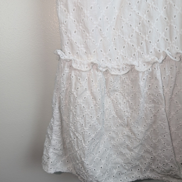 NWOT Zara White Eyelet Ruffle Mini Dress Whimsy CottageCore Beach Coquette - Picture 7 of 14